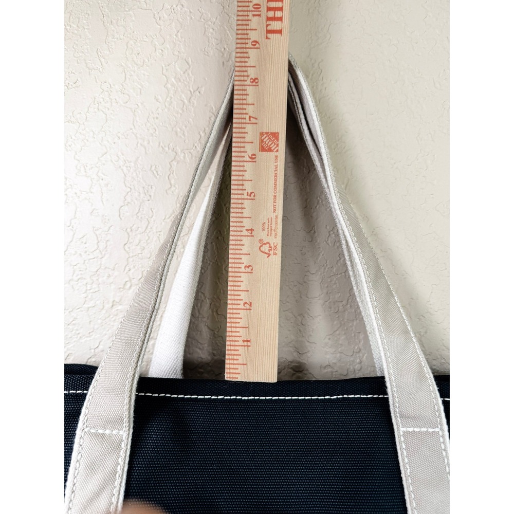 Lands' End Zip Top Boat Tote Canvas Black Natural Large Travel Work Beach Bag - Picture 5 of 15